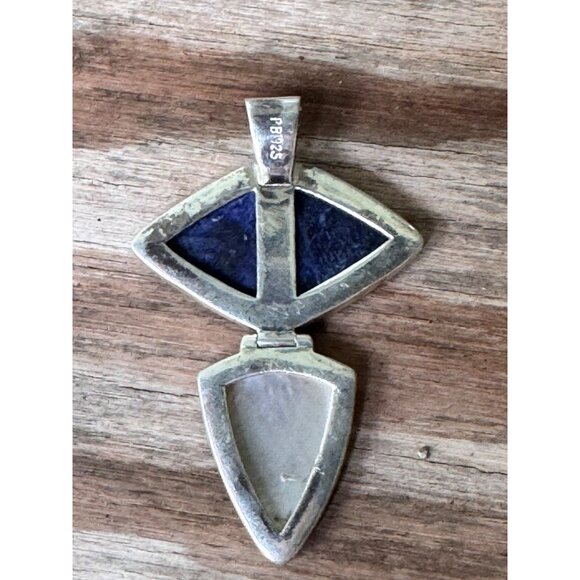 Sterling Silver Pendant With Sodalite & Mother Of Pearl 18.0g - Picture 7 of 7